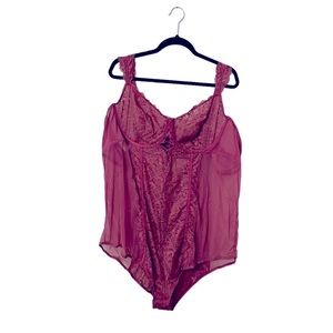 Torrid Pink Lace Tie-Up Bodysuit Size 6x
